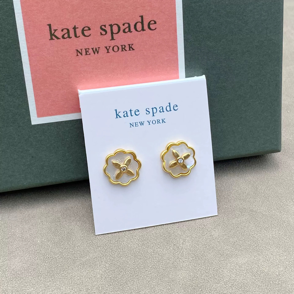 kate spade Natural Shell Inlaid Flower Metal Ear Studs